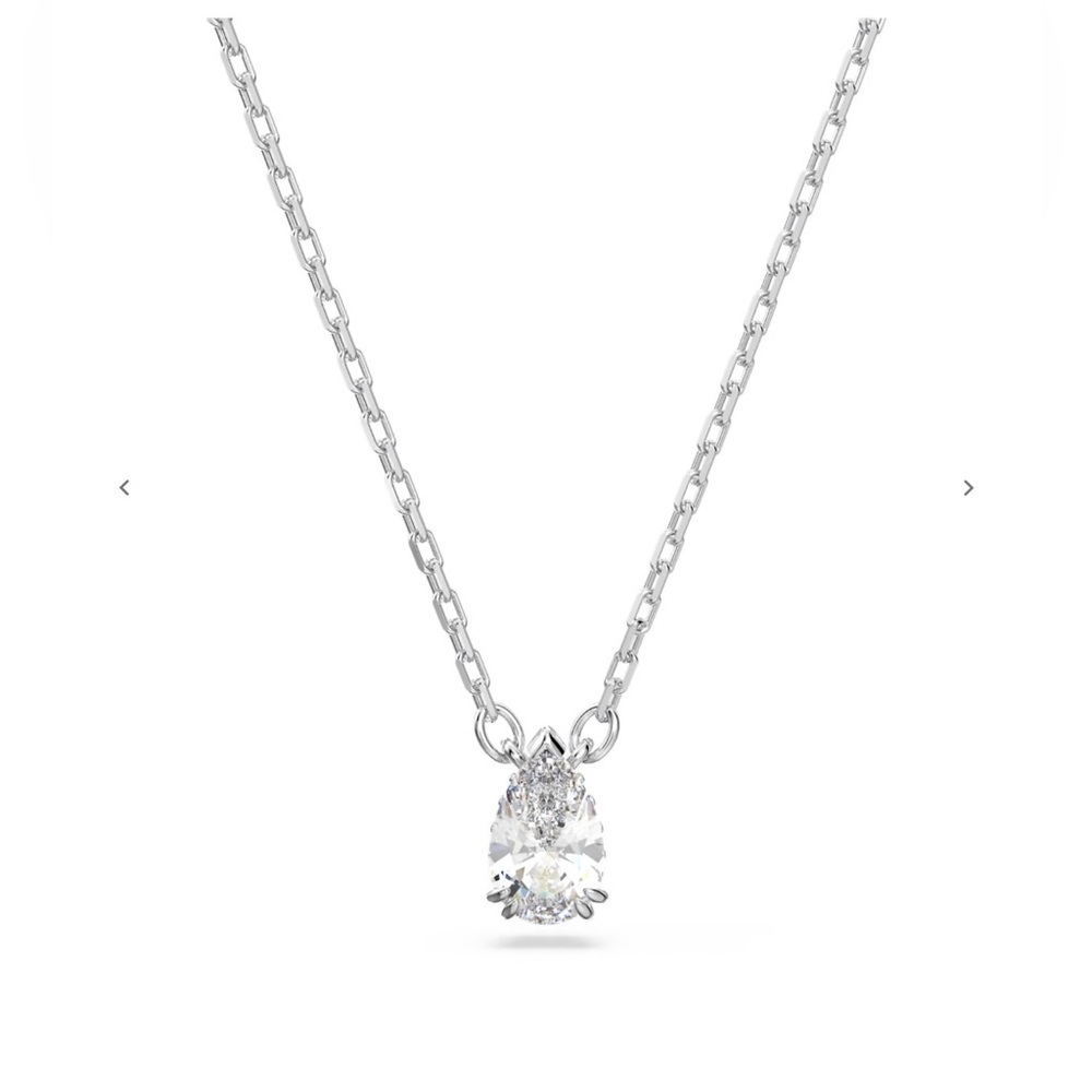 NWOT Swarovski Silver Necklace with Teardrop Pendant